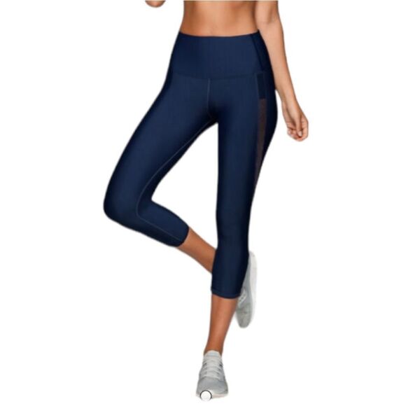 Lorna Jane Exertion Core Crop Leggings Marine Blue - Picture 1 of 10